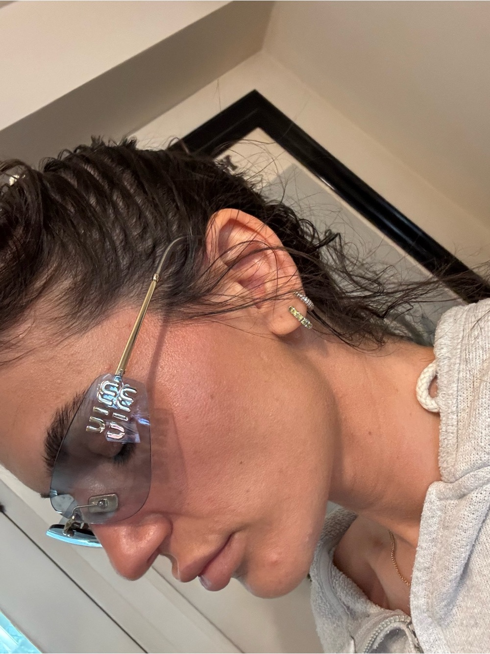 Miu Miu aube 75 blue tinted sunglasses - Picture 7 of 7